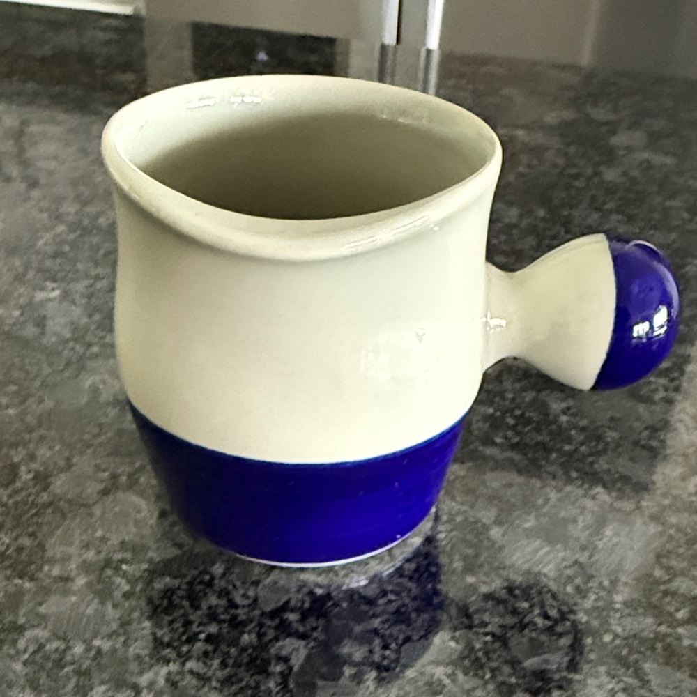 Rörstrand Handpainted Ceramic Mug with Deep Blue Trim
